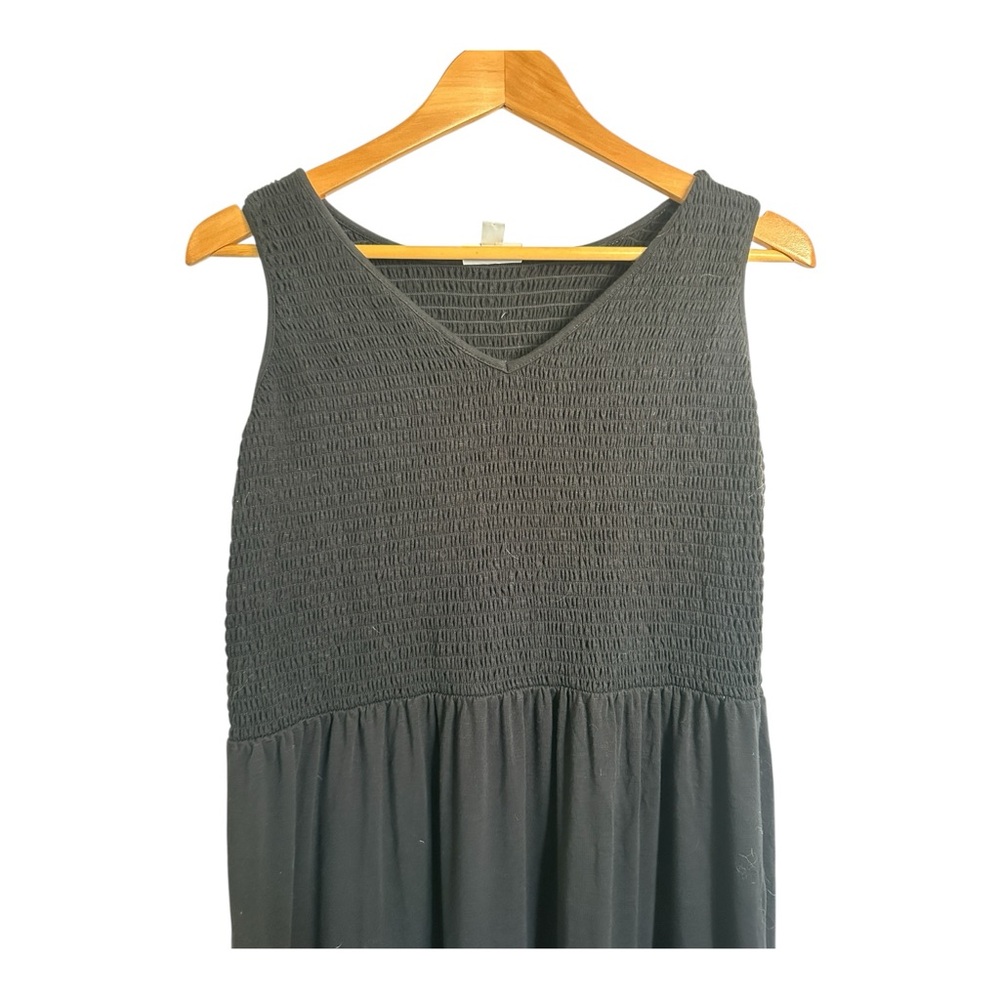 J Jill Black smocked Midi Sleeveless Dress L - Picture 4 of 4